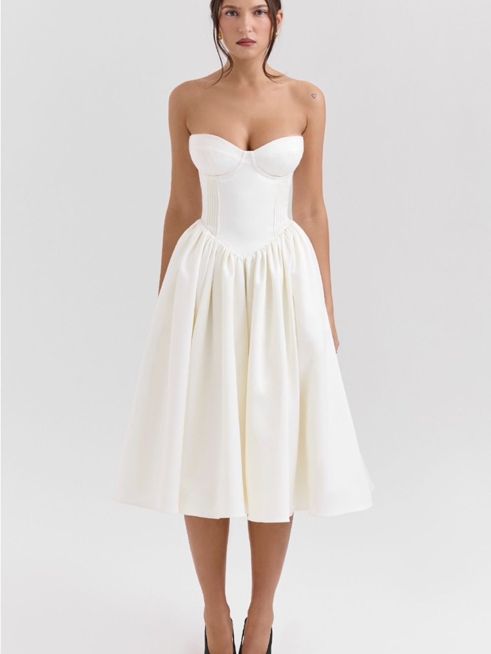 House of CB Strapless Ivory Corset Midi Dress - Picture 3 of 9